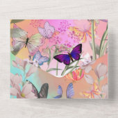 Whimsical Flügel: Hochzeit der Wasserfarbenblutblu All In One Einladung (Rückseite)