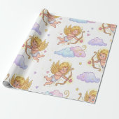 Whimsical Flying Cupids in Blue Sky Fantasy Geschenkpapier (Ungerollt)