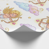 Whimsical Flying Cupids in Blue Sky Fantasy Geschenkpapier (Ecke)