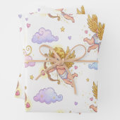 Whimsical Flying Cupids in Blue Sky Fantasy Geschenkpapier Set (Beispiel)