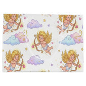 Whimsical Flying Cupids in Blue Sky Fantasy Große Geschenktüte (Rückseite)