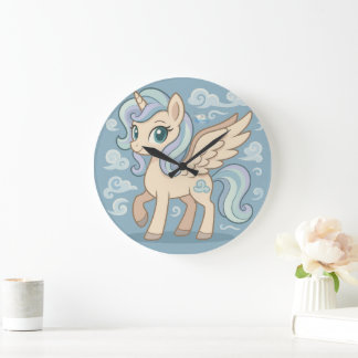 Whimsical Flying Pony Wall Clock - Niedliche Paste Große Wanduhr