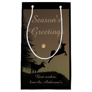 Whimsical Flying Rentier Silhouette Personalisiert Kleine Geschenktüte