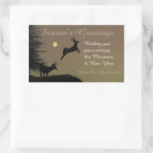 Whimsical Flying Rentier Silhouette Personalisiert Rechteckiger Aufkleber (Tasche)