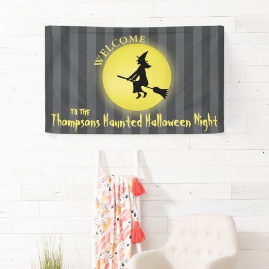 Whimsical Flying Witch Mondlight Halloween Banner (Insitu)
