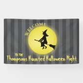 Whimsical Flying Witch Mondlight Halloween Banner (Horizontal)