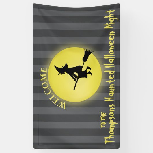 Whimsical Flying Witch Mondlight Halloween Banner (Vertikal)