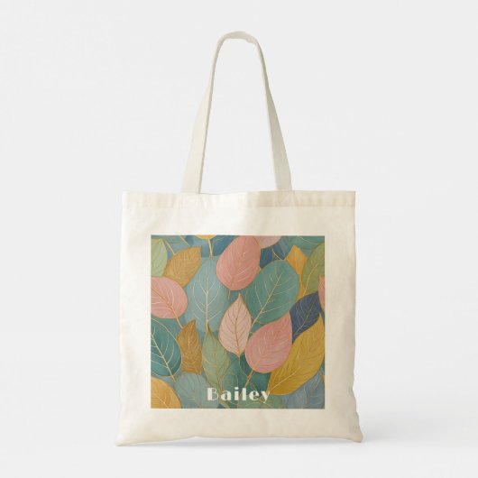 Whimsical Foliage: Blätter in Pastelltaschen Tragetasche (Rückseite)