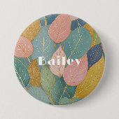 Whimsical Foliage: Pastellfarben-Blätter Button (Vorderseite)