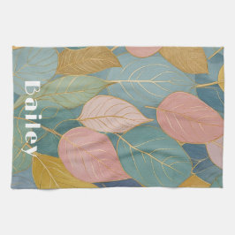 Whimsical Foliage: Pastellfarben Blätter Handtuch