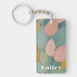 Whimsical Foliage: Pastellfarben-Blätter Schlüsselanhänger