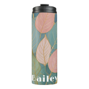 Whimsical Foliage: Pastellfarben-Blätter Thermosbecher