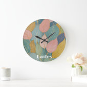 Whimsical Folies: Pastell Blätter große Uhr (Zuhause)