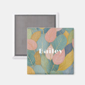 Whimsical Folies: Pastellfarben-Blätter-Magnet Magnet (Vorderseite/Rückseite)