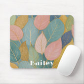 Whimsical Folies: Pastellfarben Blätter Mähmatte Mousepad (Mit Mouse)