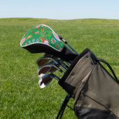 Whimsical Folk Art Blume auf Green Golf Headcover (In SItu)