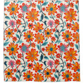 Whimsical Folk Art Blume Duschvorhang (Vorderseite)