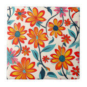 Whimsical Folk Art Blume Fliese (Vorderseite)