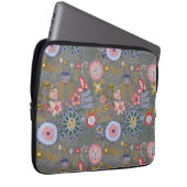 Whimsical Folk Art Blume Grau Laptopschutzhülle (Vorne Rechts)