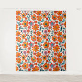 Whimsical Folk Art Blume Wandteppich (Vorderseite)