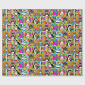 Whimsical Folk Art Cartoon Cats Geschenkpapier (Flach)