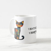 Whimsical Folk Art Cat: I Don't Shed. I Decorate. Kaffeetasse (Vorderseite Links)