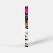 Whimsical Folk Art Cat, Kitten und Blume iPhone Hülle (Rechte Seite)