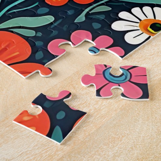 Whimsical Folk Art Cat und Blume Puzzle (Seite)