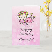Whimsical Folk Art Fairy Girl Happy Birthday Karte (Gelbe Blume)