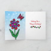 Whimsical Folk Art Fairy Girl Happy Birthday Karte (Innenseite)