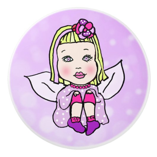 Whimsical Folk Art Fairy mit Star Dust Keramikknauf (Vorderseite)