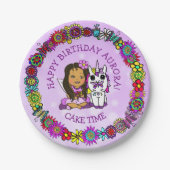 Whimsical Folk Art Fee mit Einhorn & Schmetterling Pappteller (Vorderseite)