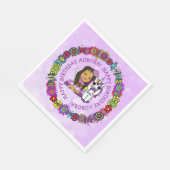 Whimsical Folk Art Fee mit Einhorn & Schmetterling Serviette (Ecke)