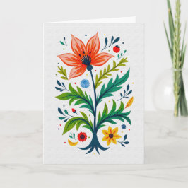 Whimsical Folk Art Floral Tree Botanical Karte