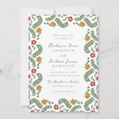 Whimsical Folk Art Floral Wedding Einladung (Vorderseite)