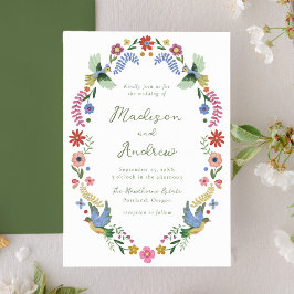 Whimsical Folk Art Floral Wedding Einladung