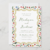 Whimsical Folk Art Floral Wedding Einladung (Vorderseite)