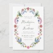 Whimsical Folk Art Floral Wedding Einladung (Vorderseite)
