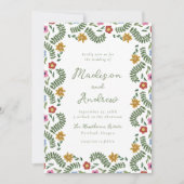 Whimsical Folk Art Floral Wedding Einladung (Vorderseite)