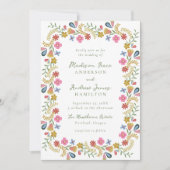 Whimsical Folk Art Floral Wedding Einladung (Vorderseite)