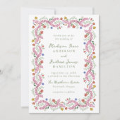 Whimsical Folk Art Floral Wedding Invitation Einladung (Vorderseite)