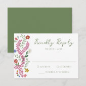 Whimsical Folk Art Floral Wedding RSVP Karte (Vorne/Hinten)