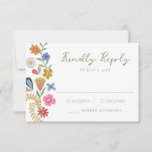 Whimsical Folk Art Floral Wedding RSVP Karte (Vorderseite)