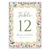 Whimsical Folk Art Floral Wedding Tischnummer (Rückseite)