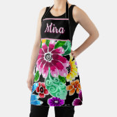 Whimsical Folk-Art Flowers Floral Personalized Schürze (InSitu)