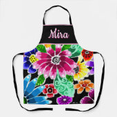 Whimsical Folk-Art Flowers Floral Personalized Schürze (Vorderseite)