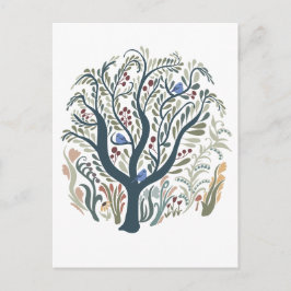 Whimsical Folk Art Forest Earth Tone Postkarte