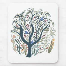 Whimsical Folk Art Forest Earth Tones Mousepad