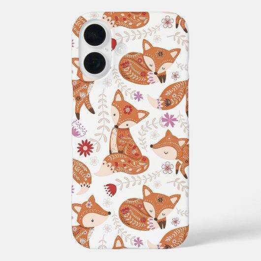 Whimsical Folk Art Fox and Flowers Case-Mate iPhone Hülle (Rückseite)