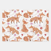 Whimsical Folk Art Fox and Flowers Geschenkpapier Set (Vorderseite 3)